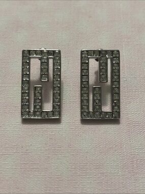 Fendi Diamond Rectangular Stud Earrings
